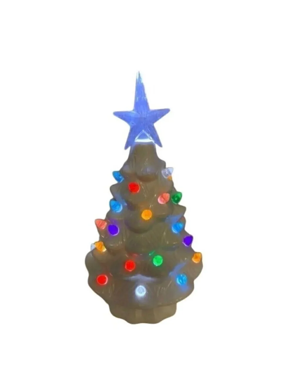 Nostalgia White Christmas Tree 8in Ceramic Light Up Holiday Seasonal Winter Retr